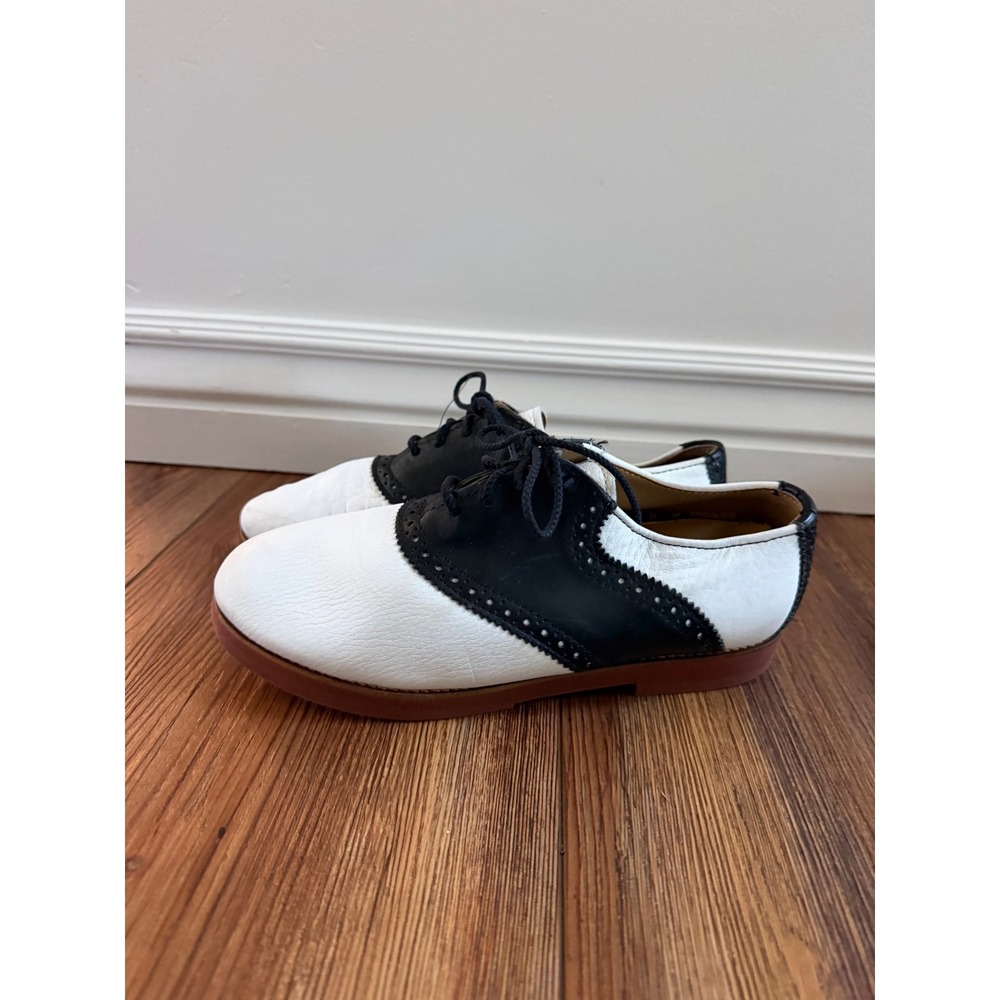 Vintage Black White Leather Saddle Shoes Halloween 50s Grease sz 8